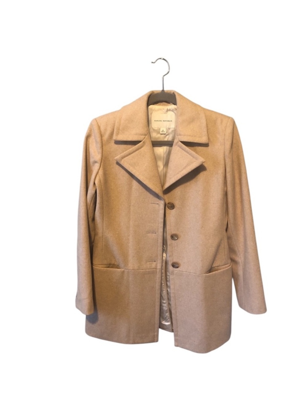 Banana Republic Camel Wool-Blend Lined Winter Coat Small EUC
